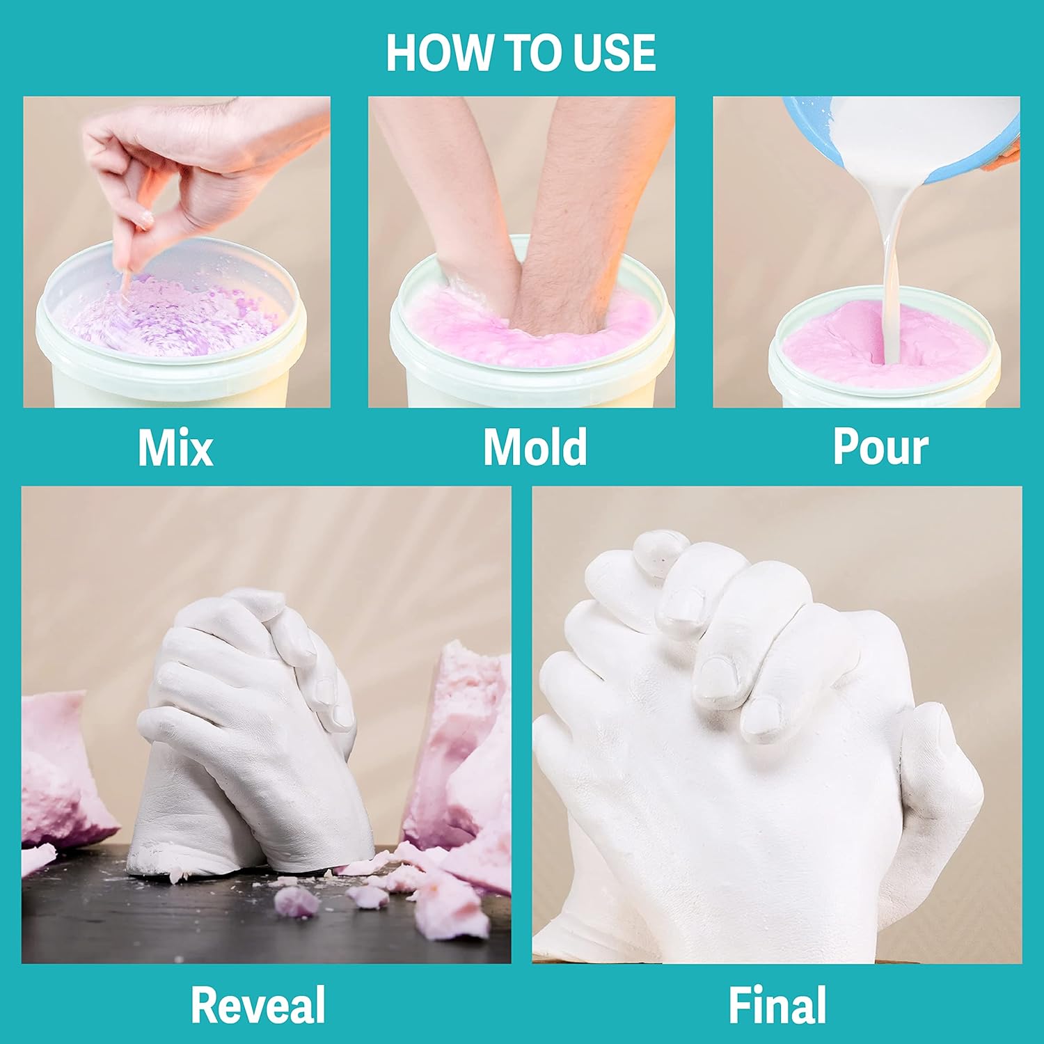 Couples Holding Hands 3D Keepsake Hand Casting Kit